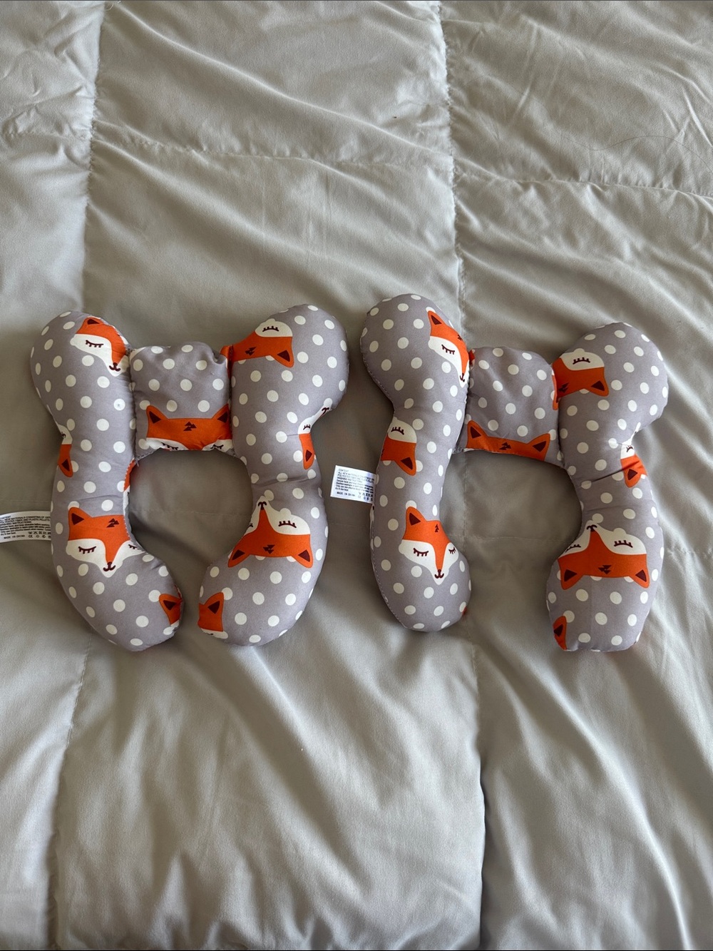 Cute Fox Print Neck Pillow - Gray with Orange Accents